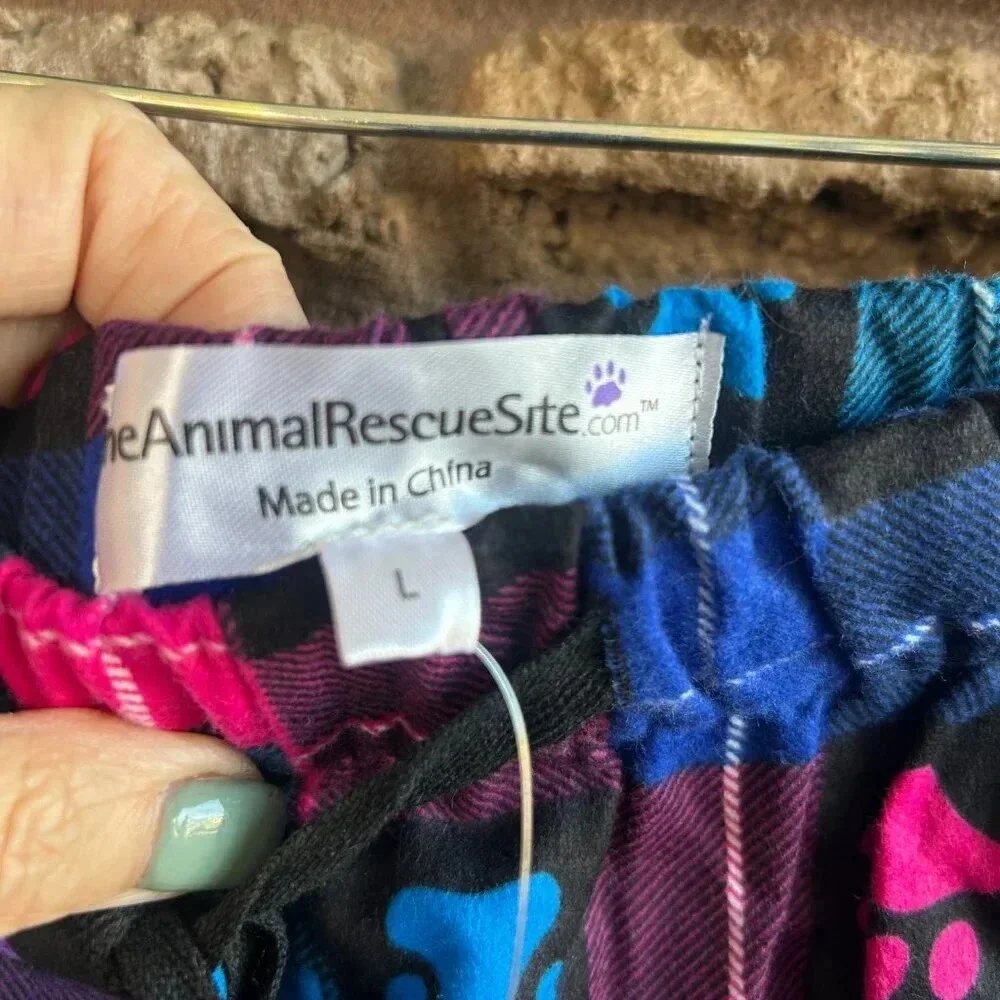 Animal Rescue Site Paw Print Flannel Pajama Bottoms Size Large NWT